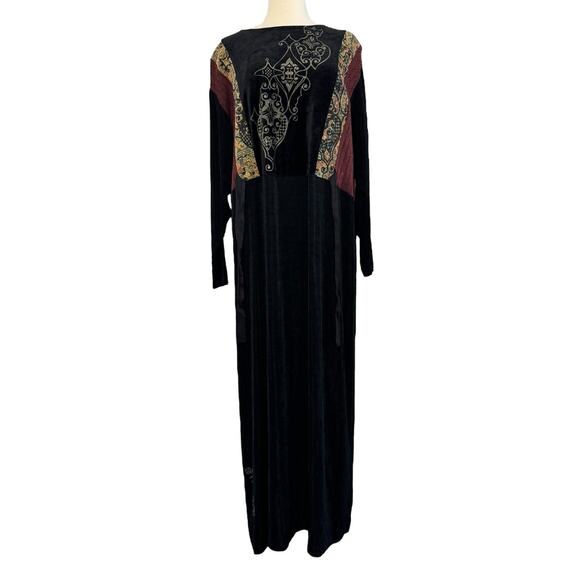 Vintage AHNI Velvet Tapestry Embroidered Maxi Dress ART TO WEAR Plus Size 2 NEW - Picture 3 of 13
